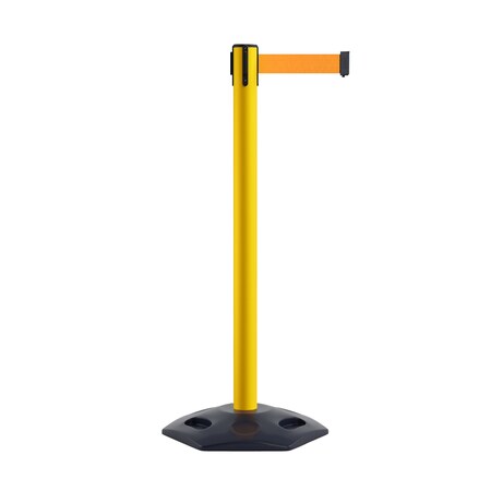 Montour Line Stanchion Belt Barrier Rubber Base Yellow Post 11ft.Fl.Org Belt P400RB-YW-FOR-110